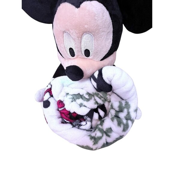Disney Mickey Mouse 19” Buddy Plush Toy Plus Holiday Winter 50”x60” Throw NWT - Picture 8 of 8